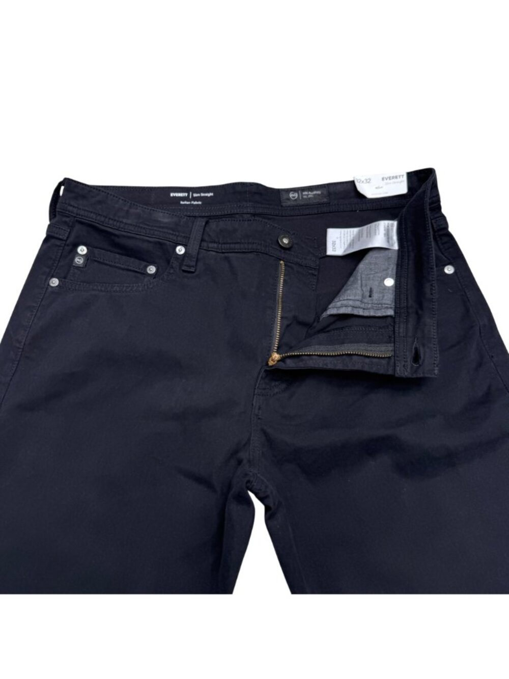 NWT AG Everett Men's Sueded Sateen Black Slim Straight Pants Mid Rise, 32x32 - Picture 4 of 12